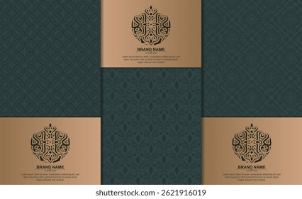 Etiqueta de padrão de linha de ornamento de luxo com logotipo