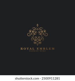 luxury ornament logo line art