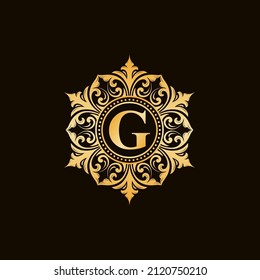 monograma con logotipo de adorno de lujo. sobrio, elegante, de estilo vintage.