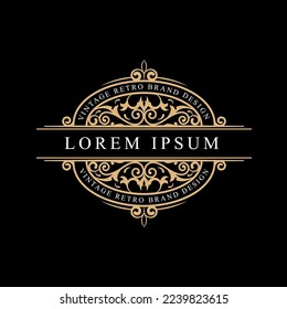 Luxury ornament logo templates vector objects for logotype or badge design. Trendy vintage royal ornament frames illustration.