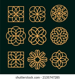 Luxury Ornament Set Premium Logo Vector. Flower Swirl Logo Vector.