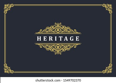 Luxury ornament vintage logo template design vector illustration. Royal brand vignettes ornate good for boutique or restaurant logotype.