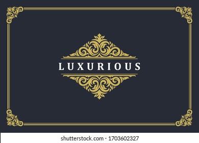 Luxury ornament vintage logo template design vector illustration. Royal brand vignettes ornate good for boutique or restaurant logotype.