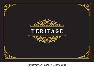 Luxury ornament vintage logo template design vector illustration. Royal brand vignettes ornate good for boutique or restaurant logotype.