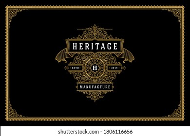 Luxury ornament vintage logo template design vector illustration. Royal brand calligraphic ornate vignettes good for boutique or restaurant logotype.