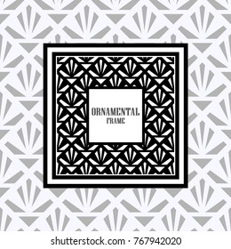 Luxury ornamental background with black frame. Template for design. Vector illustration
