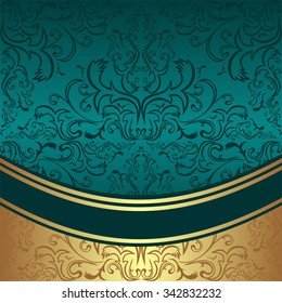 Luxury ornamental Background with golden Border - invite design