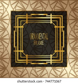 Luxury ornamental background with golden frame. Template for design. Vector illustration eps10