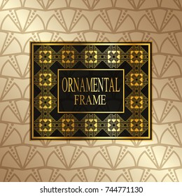 Luxury ornamental background with golden frame. Template for design. Vector illustration eps10