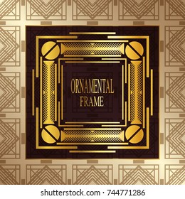 Luxury ornamental background with golden frame. Template for design. Vector illustration eps10
