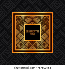 Luxury ornamental background with golden frame. Template for design. Vector illustration