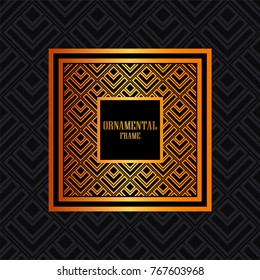 Luxury ornamental background with golden frame. Template for design. Vector illustration