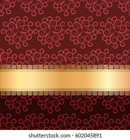 Luxury Ornamental Background With Golden Ribbon. Template For Design