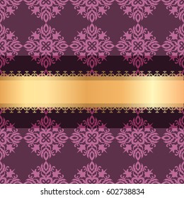 Luxury ornamental Background with golden ribbon. Template for design