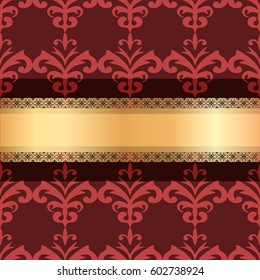 Luxury ornamental Background with golden ribbon. Template for design
