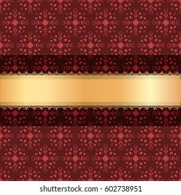 Luxury ornamental Background with golden ribbon. Template for design