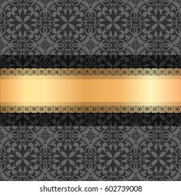 Luxury ornamental Background with golden ribbon. Template for design