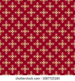 Luxury ornamental background. Vector seamless pattern in Asian style. Red and gold traditional Chinese ornament. Elegant texture with small floral shapes, crosses. Abstract design for decor, textile