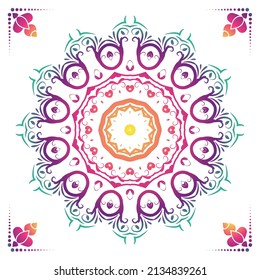 luxury ornamental colorful mandala design background in gold color