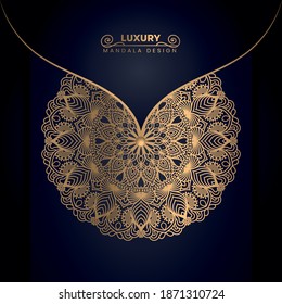 Luxury ornamental decoration mandala design background in gold color.