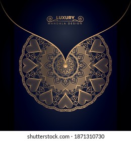 Luxury ornamental decoration mandala design background in gold color.