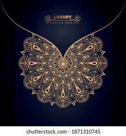 Luxury ornamental decoration mandala design background in gold color.
