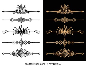 Elementos ornamentales de lujo e iluminación decorativa de un conjunto de divisores