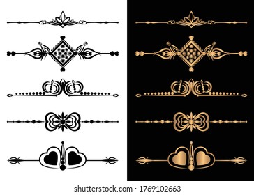 Elementos ornamentales de lujo e iluminación decorativa de un conjunto de divisores