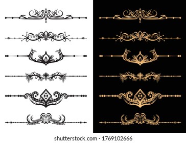 Elementos ornamentales de lujo e iluminación decorativa de un conjunto de divisores