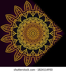 Luxury ornamental floral mandala. Original design with geometric background. Gold color. Vector card template. Design for Ramadan holiday, New year greeting, beauty spa salon, wedding, save the date