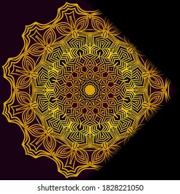 Luxury ornamental floral mandala. Original design with geometric background. Gold color. Vector card template. Design for Ramadan holiday, New year greeting, beauty spa salon, wedding, save the date