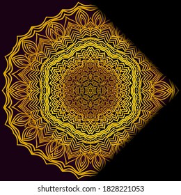 Luxury ornamental floral mandala. Original design with geometric background. Gold color. Vector card template. Design for Ramadan holiday, New year greeting, beauty spa salon, wedding, save the date