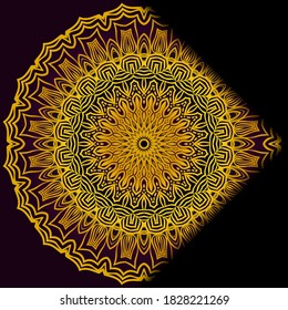 Luxury ornamental floral mandala. Original design with geometric background. Gold color. Vector card template. Design for Ramadan holiday, New year greeting, beauty spa salon, wedding, save the date