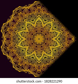 Luxury ornamental floral mandala. Original design with geometric background. Gold color. Vector card template. Design for Ramadan holiday, New year greeting, beauty spa salon, wedding, save the date