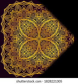 Luxury ornamental floral mandala. Original design with geometric background. Gold color. Vector card template. Design for Ramadan holiday, New year greeting, beauty spa salon, wedding, save the date
