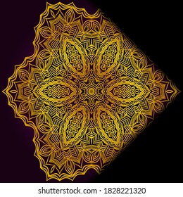 Luxury ornamental floral mandala. Original design with geometric background. Gold color. Vector card template. Design for Ramadan holiday, New year greeting, beauty spa salon, wedding, save the date