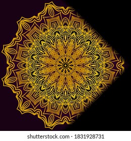 Luxury ornamental floral mandala. Original design with geometric background. Gold color. Vector card template. Design for Ramadan holiday, New year greeting, beauty spa salon, wedding, save the date