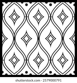 Luxury Ornamental Floral Vector Pattern | Black and White Decorative Swirl and Geometric Tile for Fashion, Fabric, Carpet, Interior and Graphic Design | Timeless Digital Art Texture
