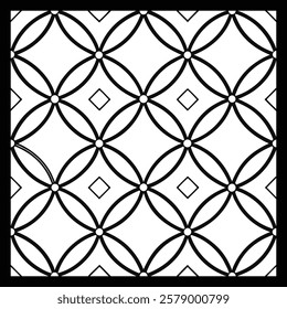 Luxury Ornamental Floral Vector Pattern | Black and White Decorative Swirl and Geometric Tile for Fashion, Fabric, Carpet, Interior and Graphic Design | Timeless Digital Art Texture
