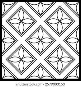 
Luxury Ornamental Floral Vector Pattern | Black and White Decorative Swirl and Geometric Tile for Fashion, Fabric, Carpet, Interior and Graphic Design | Timeless Digital Art Texture.
