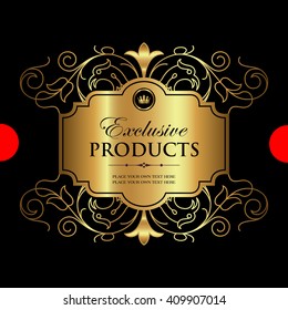 Luxury ornamental gold label