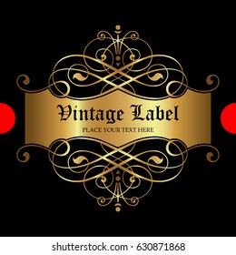 Luxury ornamental gold label - vector design