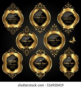 Luxury ornamental gold labels