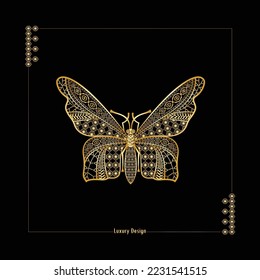 Luxury ornamental golden butterfly vector illustrations