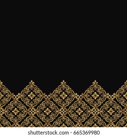 Luxury ornamental lace, seamless pattern in golden color vector illustration