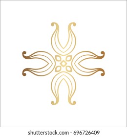 Luxury ornamental logotype. Gold logo, flower geometrical stylize . Simple geometric sign.