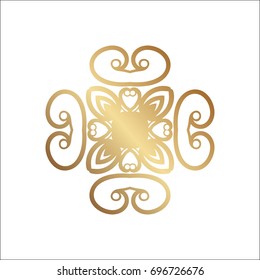 Luxury ornamental logotype. Gold logo, flower geometrical stylize . Simple geometric sign.