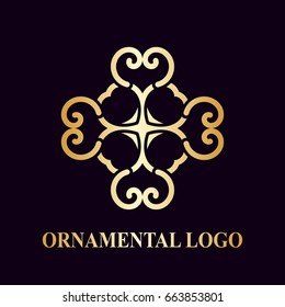 Luxury ornamental logotype. Vintage logo with golden gradient.