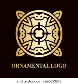 Luxury ornamental logotype. Vintage logo with golden gradient.