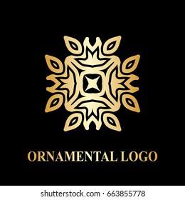Luxury ornamental logotype. Vintage logo with golden gradient.